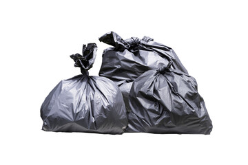 black garbage bag isolated on white background. clipping mask