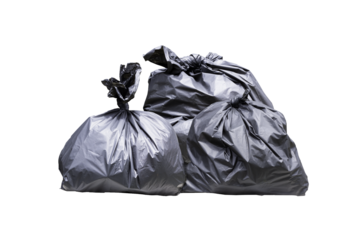 black garbage bag isolated on white background. clipping mask