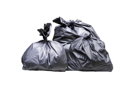 black garbage bag isolated on white background. clipping mask