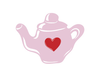 Hand drawn teapot with heart. Valentines day concept. Design element for cards, posters, banner