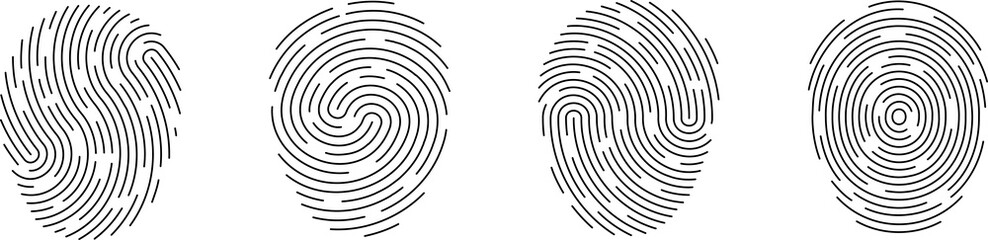 Fingerprints. Fingerprint scanner on transparent background. Set of fingerprints of various shapes. PNG image
