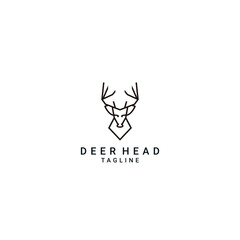 Fototapeta premium Deer head line art logo vector icon design template