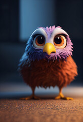 3D cute bird or turkey character, AI Generated cartoon