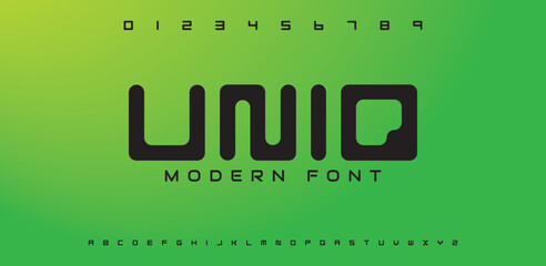 Modern minimal font for personal and professional use. Alphabets and fonts for tech, sports and games. Creative letter.