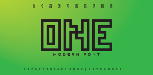 Line modern tech font. Typography line fonts for technology, digital and sport logo design. Vector illustration