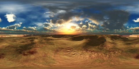 Panorama of rocky canyon desert. Environment map, HDRI, equidistant projection, Spherical panorama, panorama 360, 3d rendering