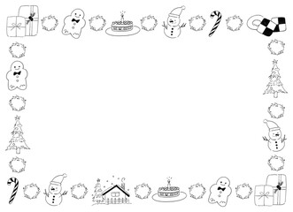 クリスマス　モノクロフレーム