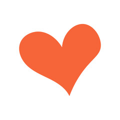 Heart, Symbol of Love and Valentine's Day. Flat Red Icon Isolated on White Background. Hand drawn vector illustration.
