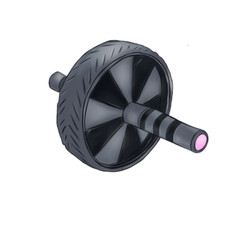 black gymnastic press roll or press wheel with handles, for fitness and sports