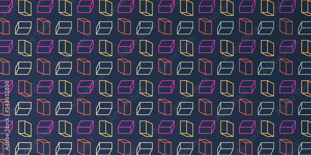Poster many colorful minimalist modern style 3d transparent rectangular cuboids - dark mosaic pattern, edit