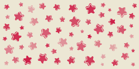 Retro Style Christmas Background, Banner Design with Pattern of Many Stars of Various Sizes and Shades of Red - Vector Template Illustration, Starry Design for Holiday Designs