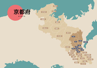 地図（地名付き）-京都府