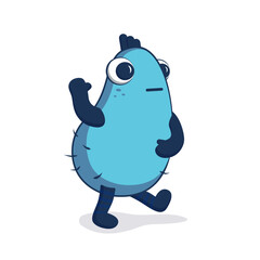 Blue Monster. Cute cartoon monster character. Vector illustration.
