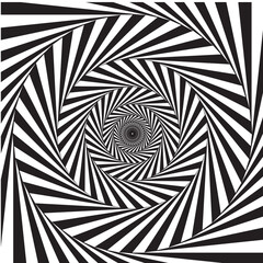 Hypnotic swirl lines facing each other create a mindblowing illusion pattern, a spiral illusion vector illustration.