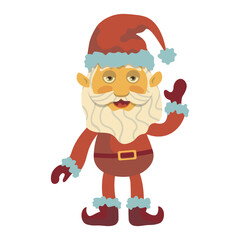 santa waving hand new year christmas vector character