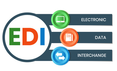 EDI - Electronic Data Interchange acronym. business concept background. vector illustration concept with keywords and icons. lettering illustration with icons for web banner, flyer, landing page