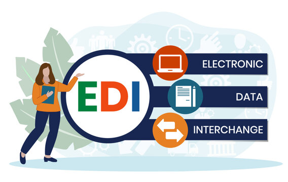 EDI - Electronic Data Interchange acronym. business concept background. vector illustration concept with keywords and icons. lettering illustration with icons for web banner, flyer, landing page