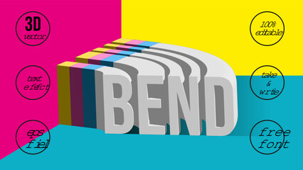 Bend text effect style, EPS editable text effect