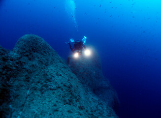 Fototapeta premium Scuba Diving and Underwater Photography Malta Gozo Comino - Wrecks Reefs Marine Life Caverns Caves History 