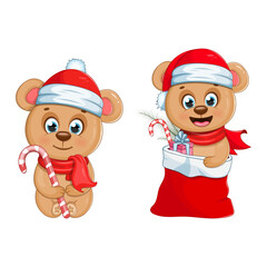 Set of cute and funny Christmas bears
