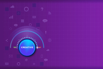Concept of creativity. Increasing the level of creativity. Power control turned to maximum. Dark pink background. Copy space. Education. Business.