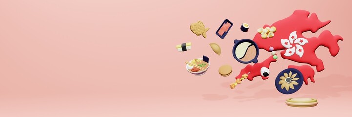3d rendering of japanese food consumption in Hongkong for social media content 
