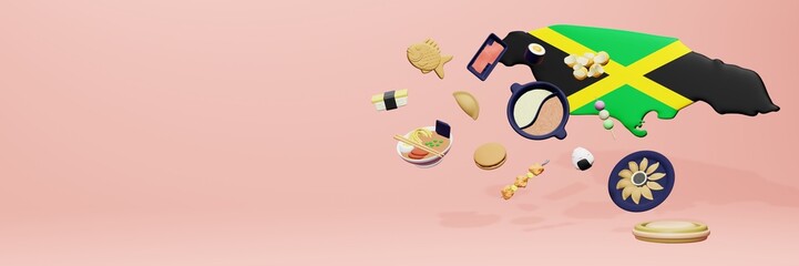 3d rendering of japanese food consumption in Jamaica for social media content 