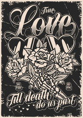 True love monochrome poster vintage