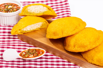 Tasty Fried Cakes Filled With Chicken - Traditional Colombian Cuisine