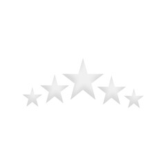 5 white curved stars illustration png file