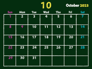 2023年10月黒板カレンダー