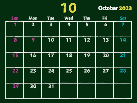 2023年10月黒板カレンダー