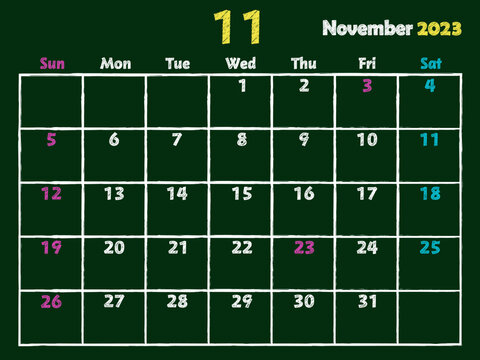2023年11月黒板カレンダー