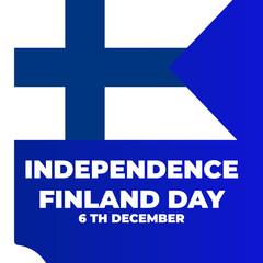 Independence Finland Day web banner with blue gradient background and national Finland flag. National Finland day. 6th December