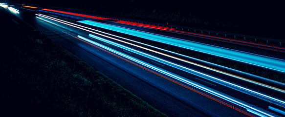 lights of cars with night. long exposure