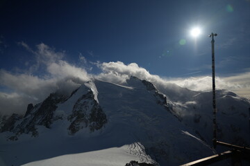 Snow in Chamonix, aiguille du midi, mont blanc, France 
