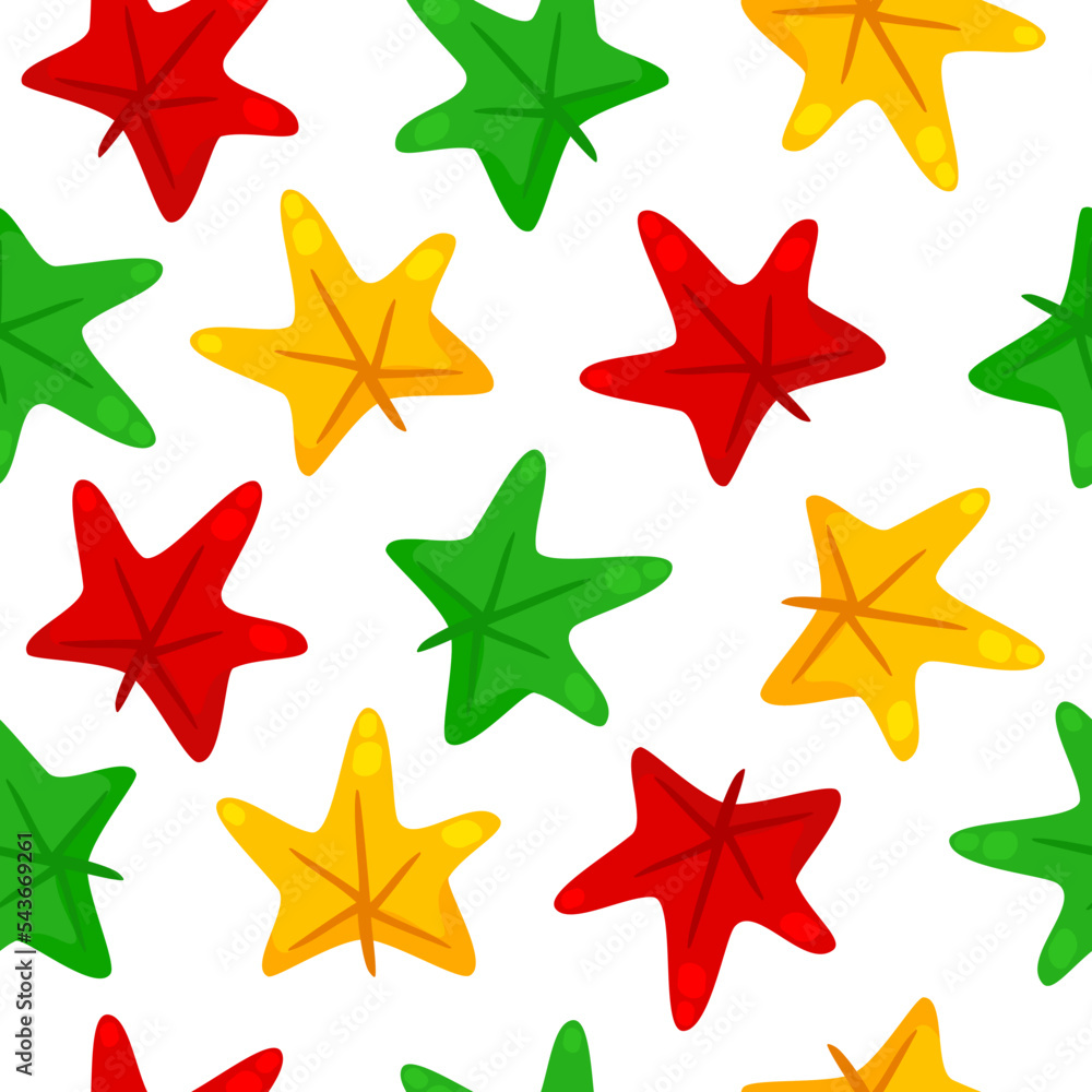 Aufkleber seamless vector pattern with autumn coloured maple leaves shape. simple doodle background with leaf 