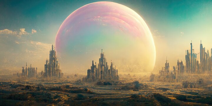 Alen planet in pastel color, Generative AI