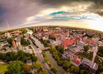 widok na centrum Opola (Polska) z góry