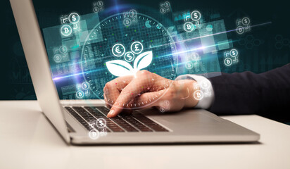 business hand working in stock market