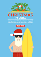 Christmas in july concept design flat