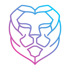 Obraz premium Simple logo lion head line full color long mane
