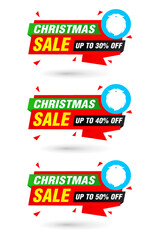 Obraz premium Christmas sale origami labels set. Sale 30%, 40%, 50% off discount