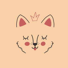 Obraz premium Cute Dog face. Cartoon animal simple portrait, vector illustration