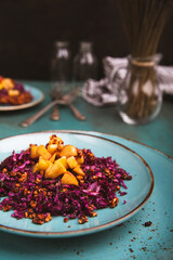 red cabbage with fresh apples - 543673439