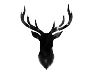 Schilderijen op glas silhouette of a deer head. © jackreznor