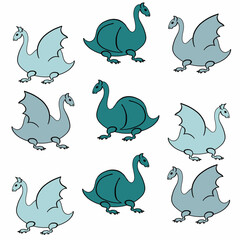 dragon,snake,lizard,pattern print,textile,children's print,emerald dragon,dragon with wings