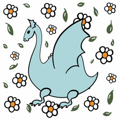 dragon,snake,lizard,pattern print,textile,children's print,emerald dragon,dragon with wings