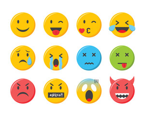 Emoji icons set. Emoticons collection vector illustration