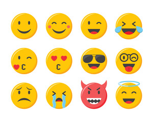 Emoji icons set. Emoticons collection vector illustration